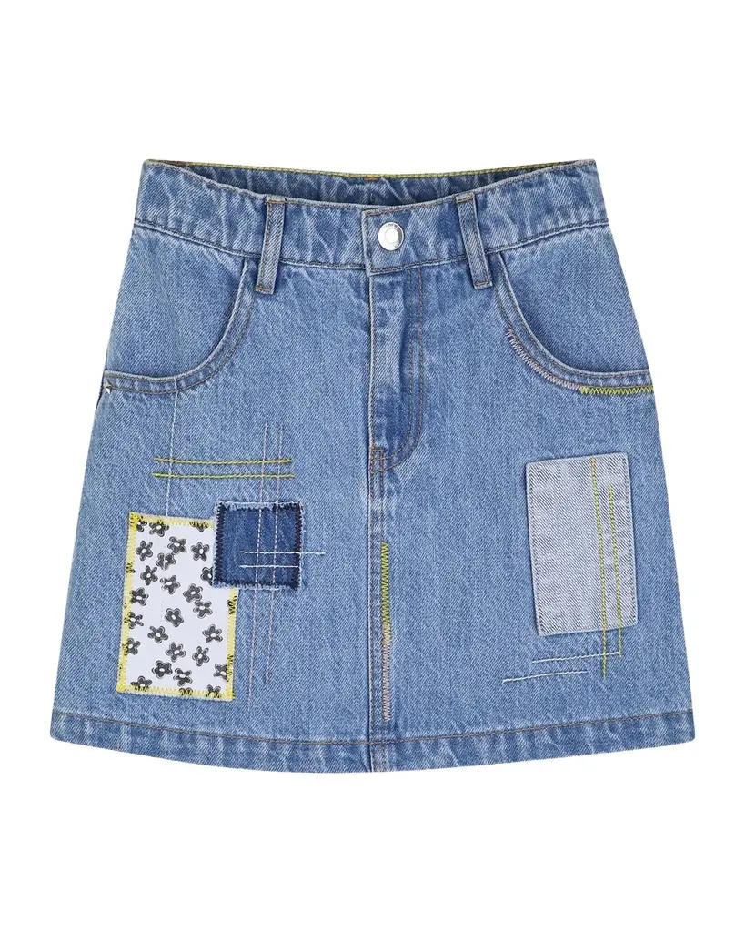 Marc Jacobs Girl 's Patchwork Mini Denim Skirt, Size 4-6 | Image 1 Marc Jacobs Girl 's Patchwork Mini Denim Skirt, Size 4-6 | Image 1