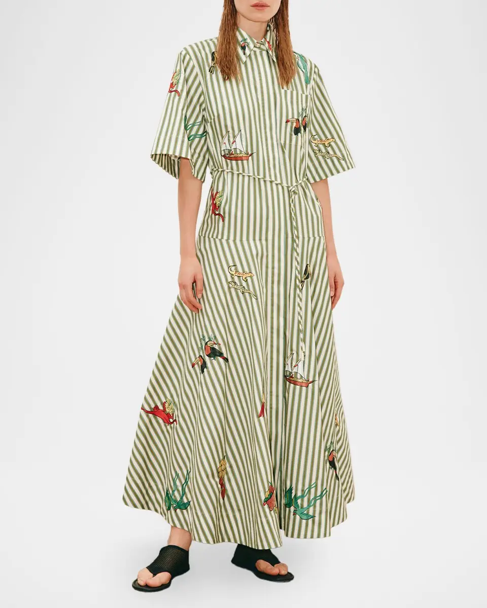ALÉMAIS Bisou Embroidered Striped Shirtdress | Thumbnail 2 ALÉMAIS Bisou Embroidered Striped Shirtdress | Thumbnail 2