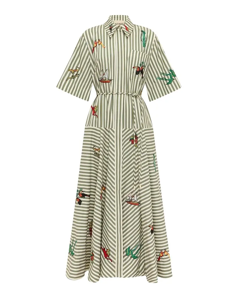 Bisou Embroidered Striped Shirtdress Bisou Embroidered Striped Shirtdress