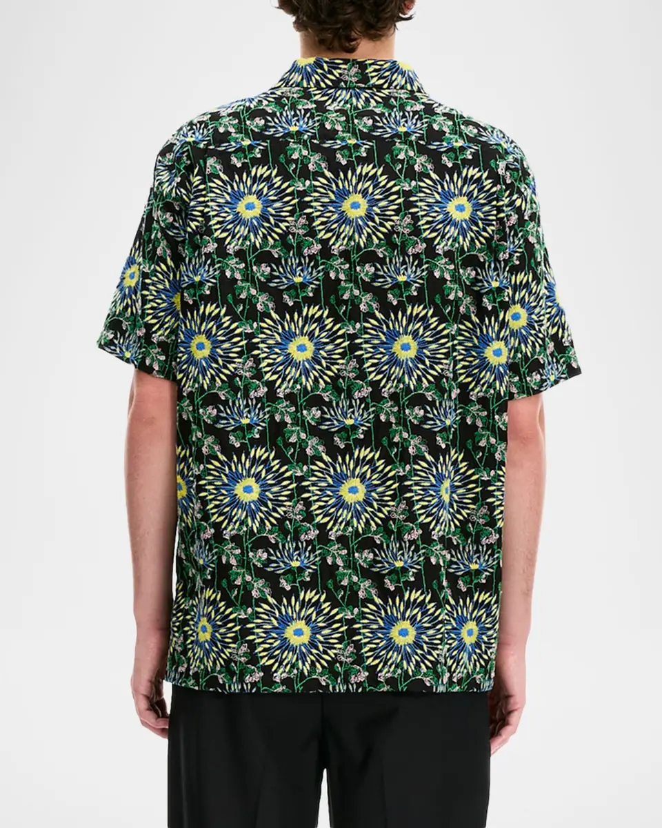 vowels Men's Cotton Firework Floral Short-Sleeve Shirt | Thumbnail 2