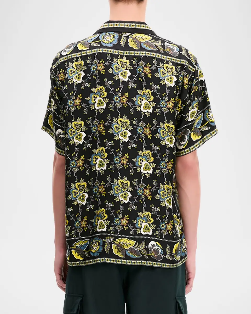 vowels Men's Silk Scarf-Pattern Short-Sleeve Shirt | Thumbnail 3 vowels Men's Silk Scarf-Pattern Short-Sleeve Shirt | Thumbnail 3