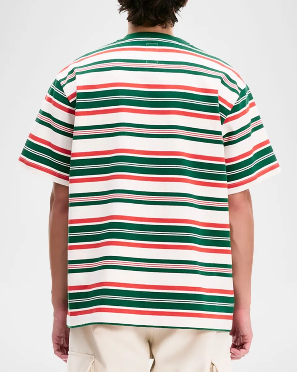 vowels Men's Cotton Multi-Stripe Logo T-Shirt | Thumbnail 2 vowels Men's Cotton Multi-Stripe Logo T-Shirt | Thumbnail 2