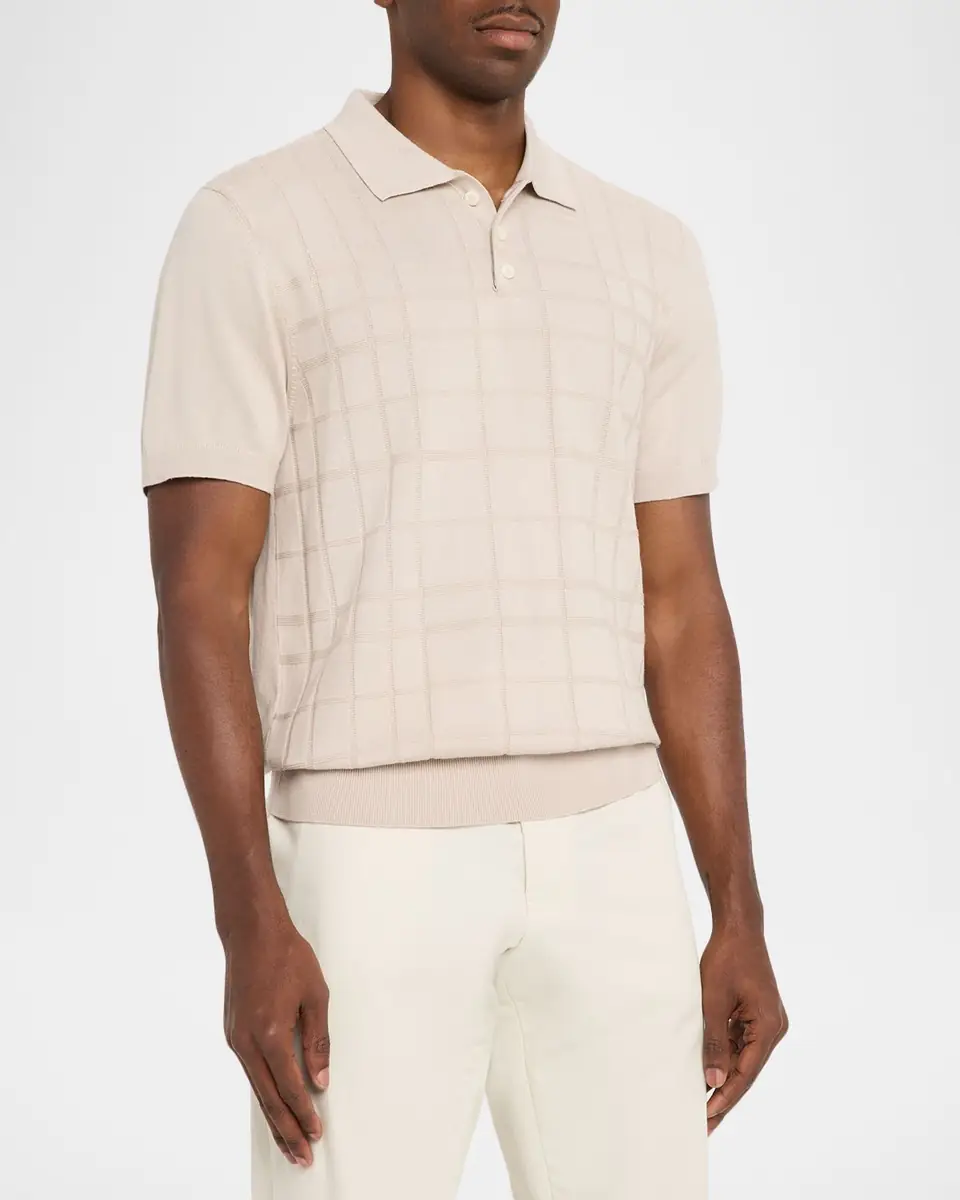 Bugatchi Men's Textured Grid Short-Sleeve Polo Sweater | Thumbnail 4 Bugatchi Men's Textured Grid Short-Sleeve Polo Sweater | Thumbnail 4