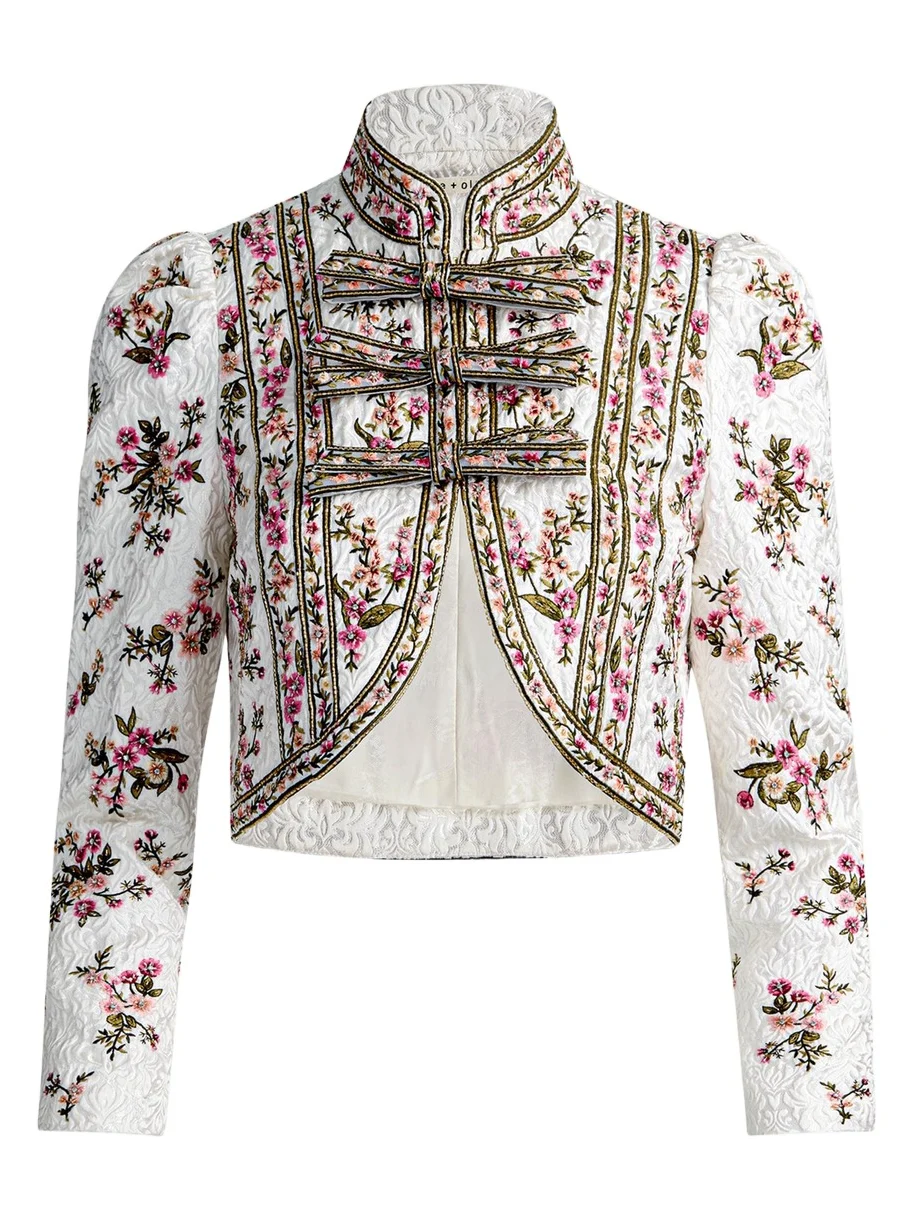 Alice + Olivia Ilaria Embroidered Cropped Jacket