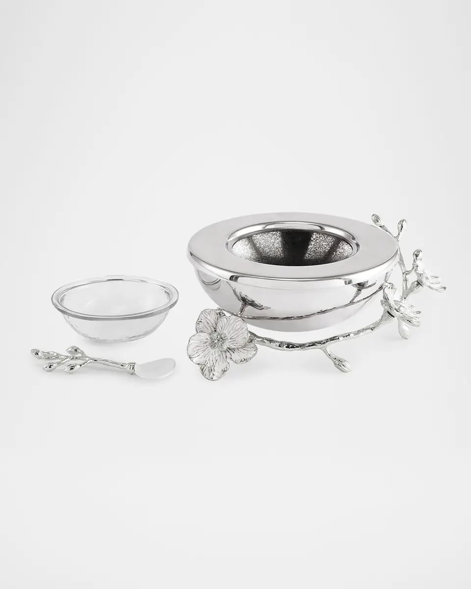 Michael Aram Silver Orchid Caviar Dish with Spoon | Thumbnail 3 Michael Aram Silver Orchid Caviar Dish with Spoon | Thumbnail 3