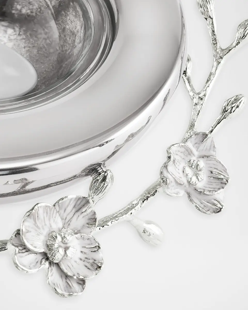 Michael Aram Silver Orchid Caviar Dish with Spoon | Thumbnail 6 Michael Aram Silver Orchid Caviar Dish with Spoon | Thumbnail 6