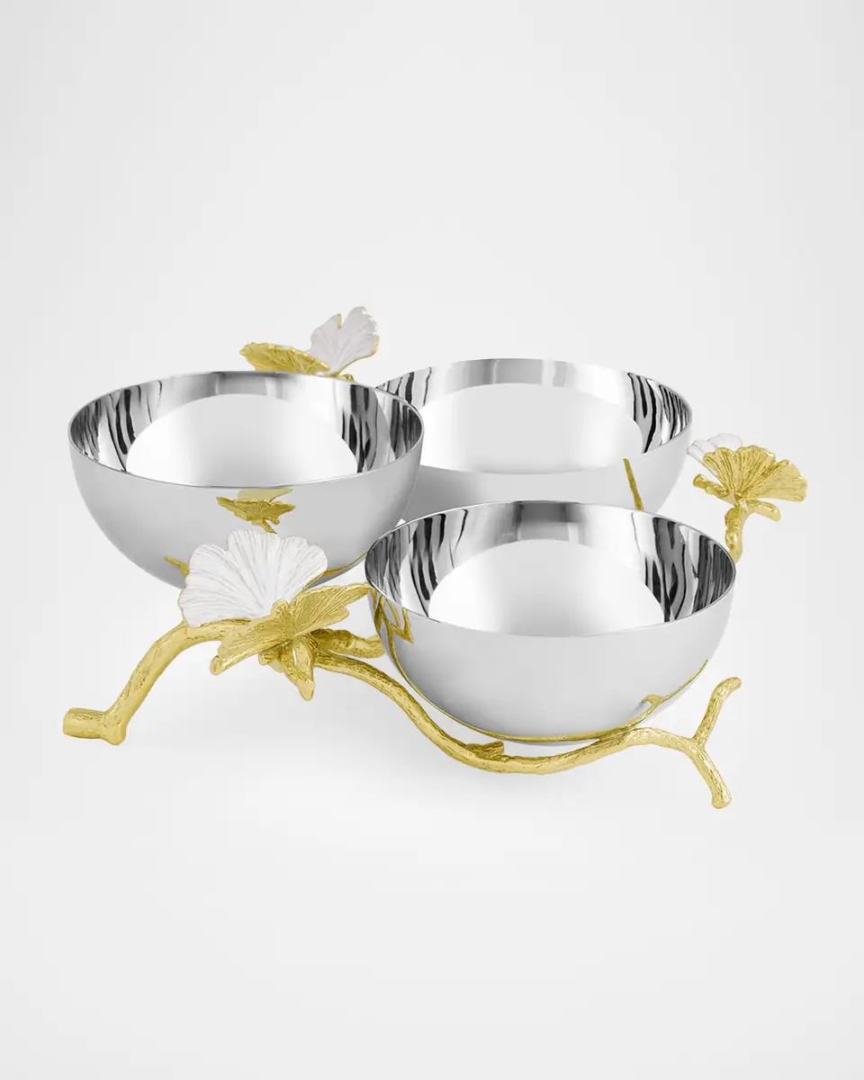 Michael Aram Butterfly Gingko Gold Triple Bowl | Thumbnail 2 Michael Aram Butterfly Gingko Gold Triple Bowl | Thumbnail 2