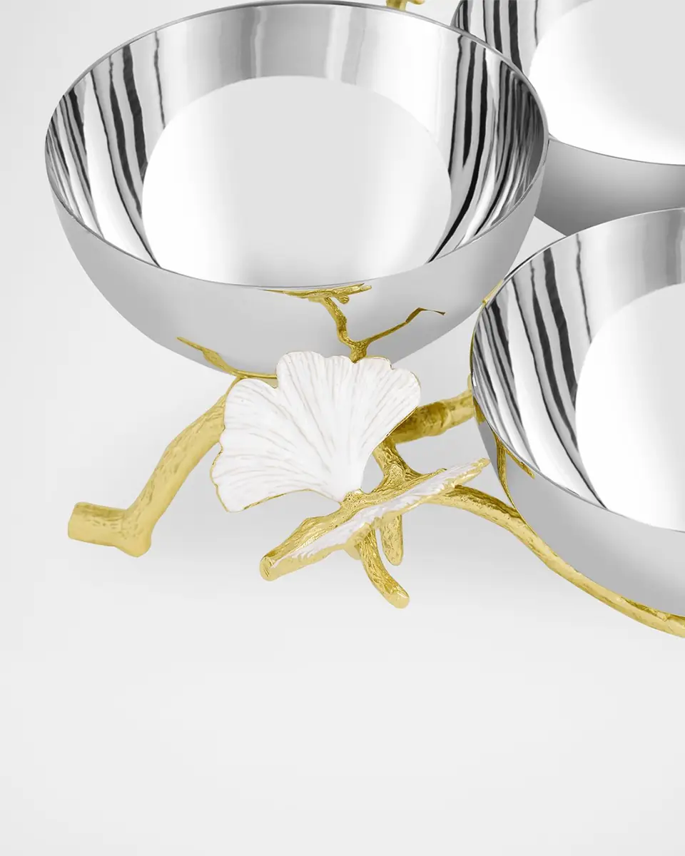 Michael Aram Butterfly Gingko Gold Triple Bowl | Thumbnail 4 Michael Aram Butterfly Gingko Gold Triple Bowl | Thumbnail 4