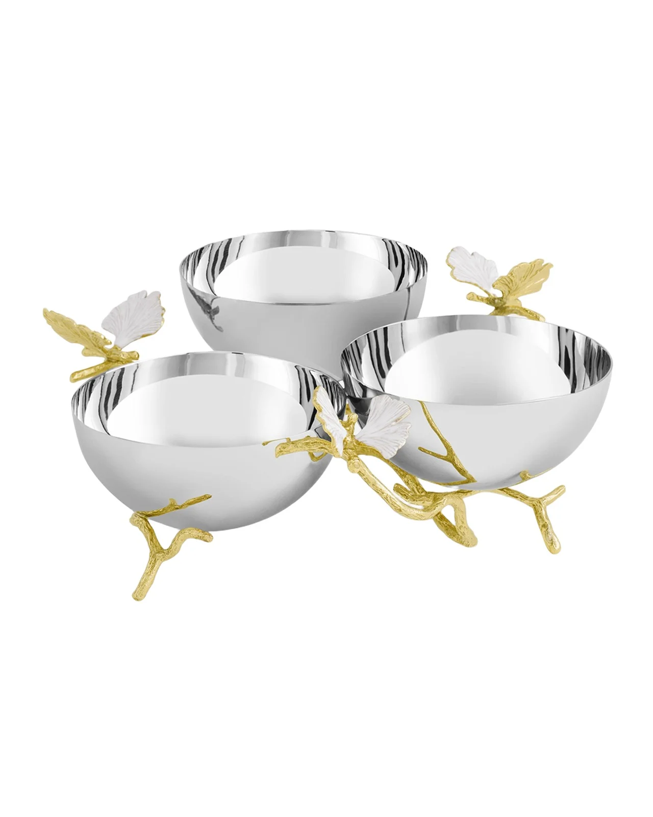 Michael Aram Butterfly Gingko Gold Triple Bowl