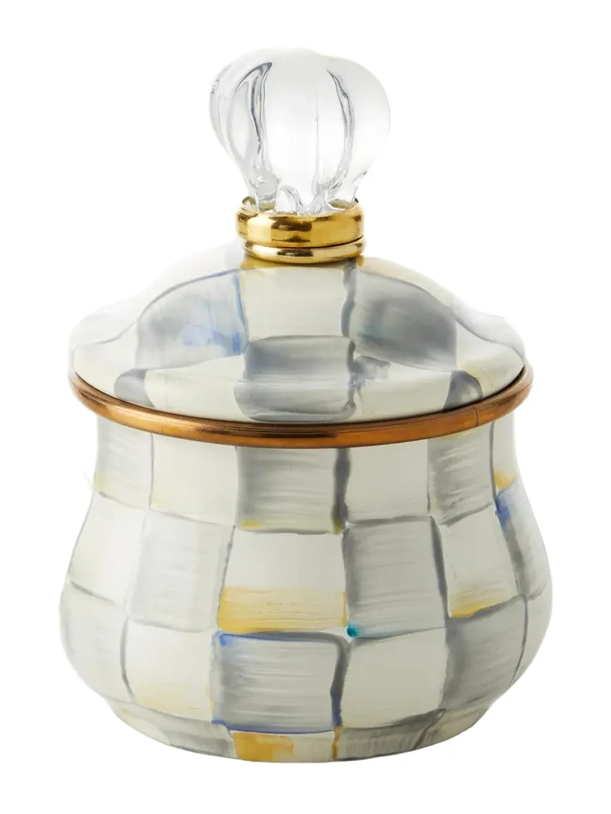 MacKenzie-Childs Sterling Check Lidded Sugar Bowl