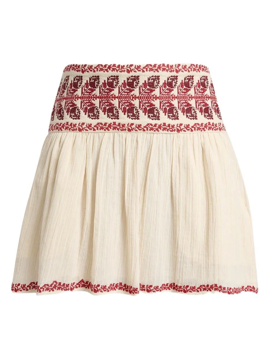 Picadilia Embroidered Cotton Gauze Mini Skirt Picadilia Embroidered Cotton Gauze Mini Skirt