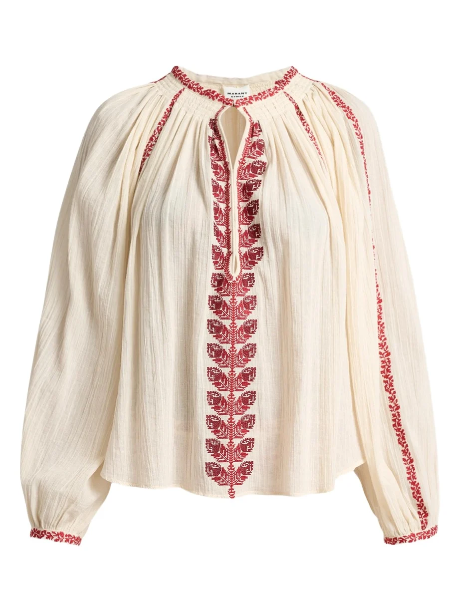 Lena Embroidered Cotton Gauze Blouse Lena Embroidered Cotton Gauze Blouse