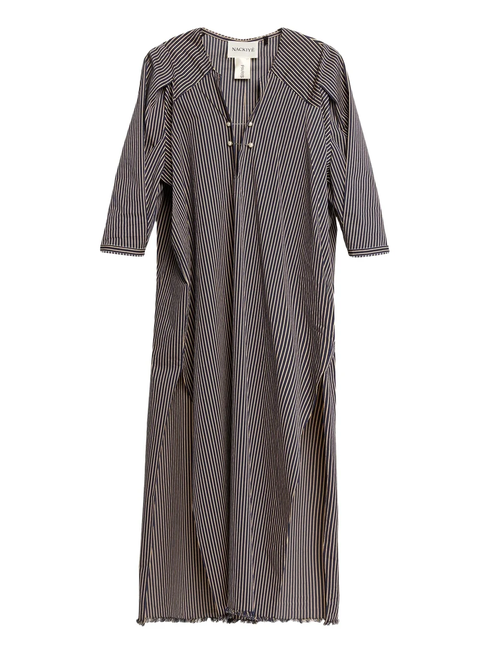 Nackiyé Offshore Striped Long-Sleeve Maxi Caftan Dress