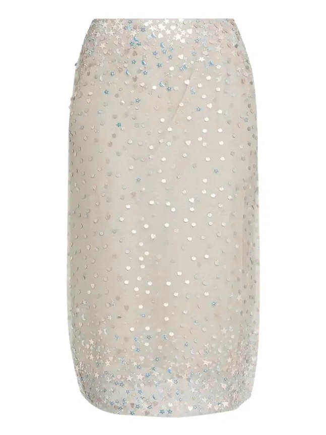 Roxane Star Embroidered Silk Midi Skirt Roxane Star Embroidered Silk Midi Skirt