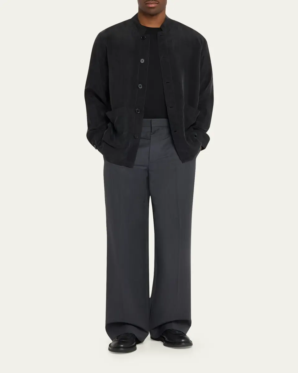 Officine Generale Men's Cupro Band-Collar Jacket | Thumbnail 2