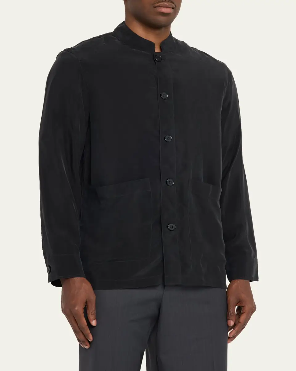 Officine Generale Men's Cupro Band-Collar Jacket | Thumbnail 4