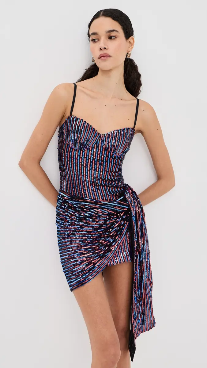 AREA Wrapped Sequin Mini Dress | Thumbnail 2 AREA Wrapped Sequin Mini Dress | Thumbnail 2