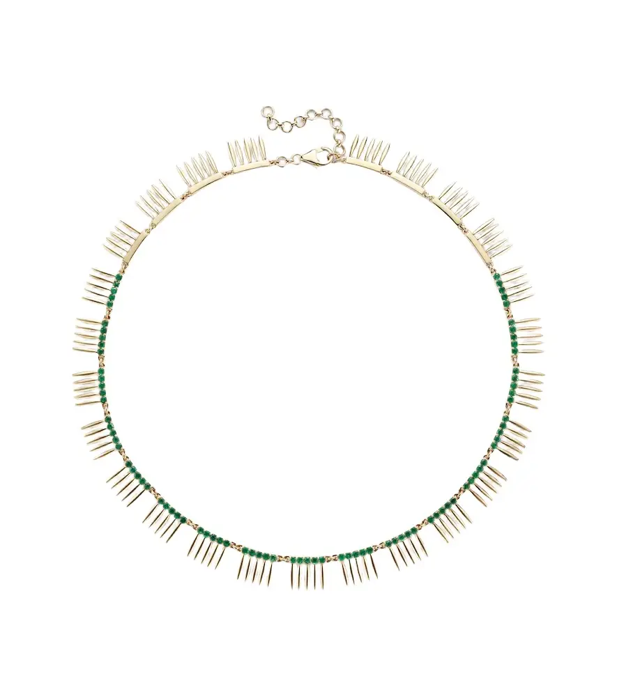 Ileana Makri Grass Sunny 18kt gold necklace with emeralds | Image 1 Ileana Makri Grass Sunny 18kt gold necklace with emeralds | Image 1