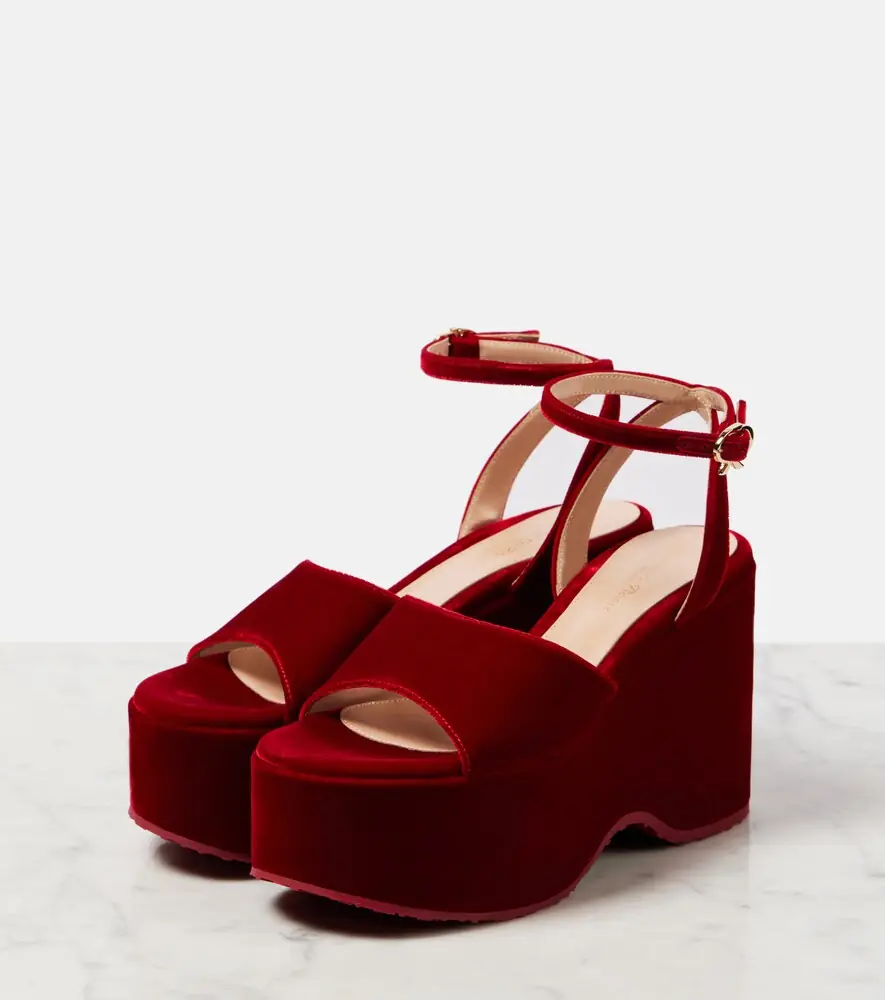 Gianvito Rossi Velvet wedge sandals | Thumbnail 4