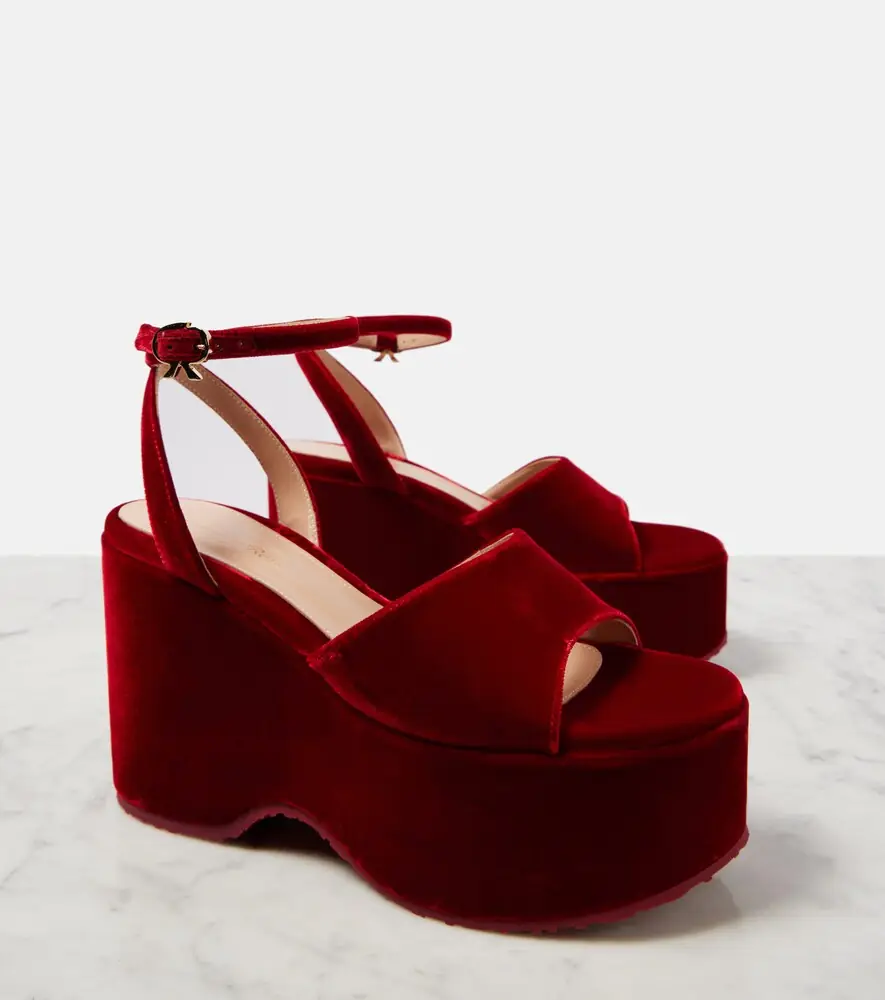 Gianvito Rossi Velvet wedge sandals | Thumbnail 5