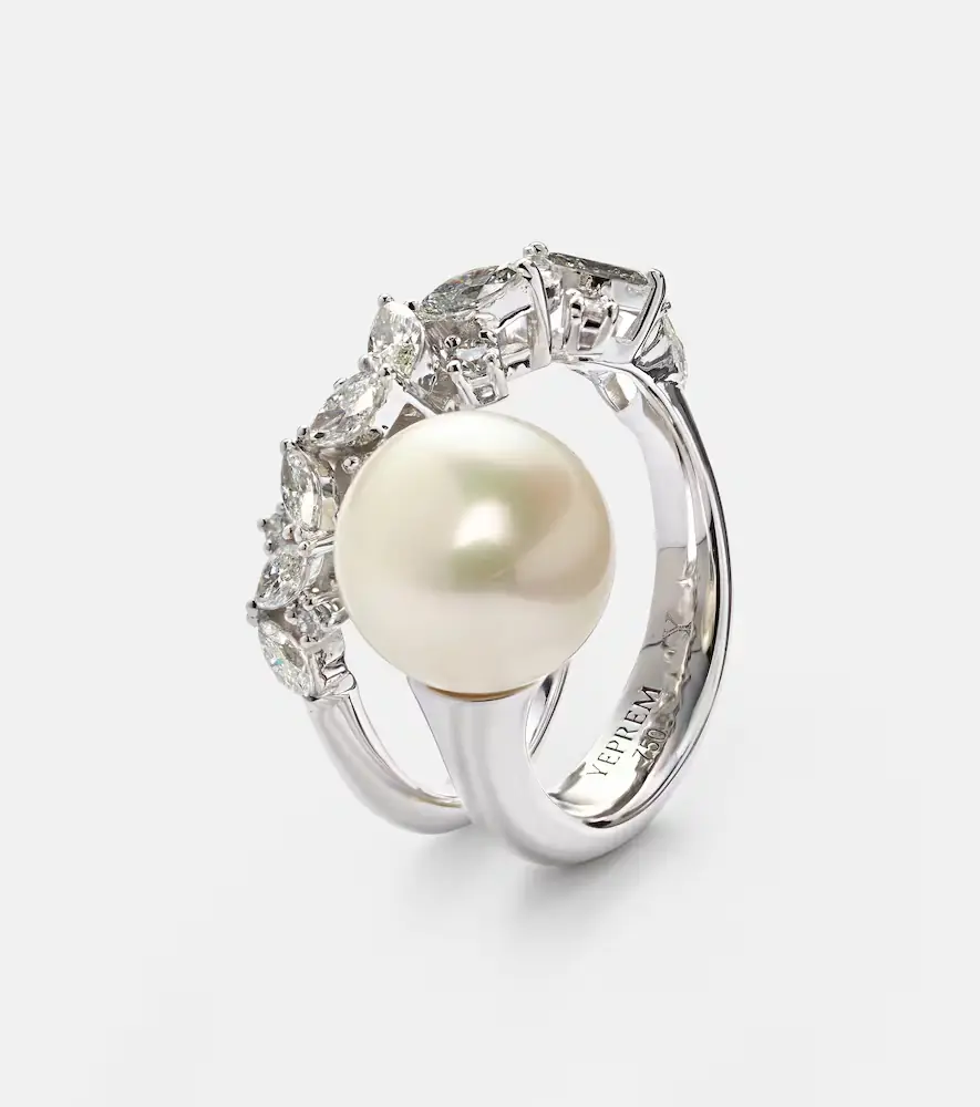 YEPREM Pearlescent 18kt white gold ring with diamonds and pearl | Thumbnail 2 YEPREM Pearlescent 18kt white gold ring with diamonds and pearl | Thumbnail 2