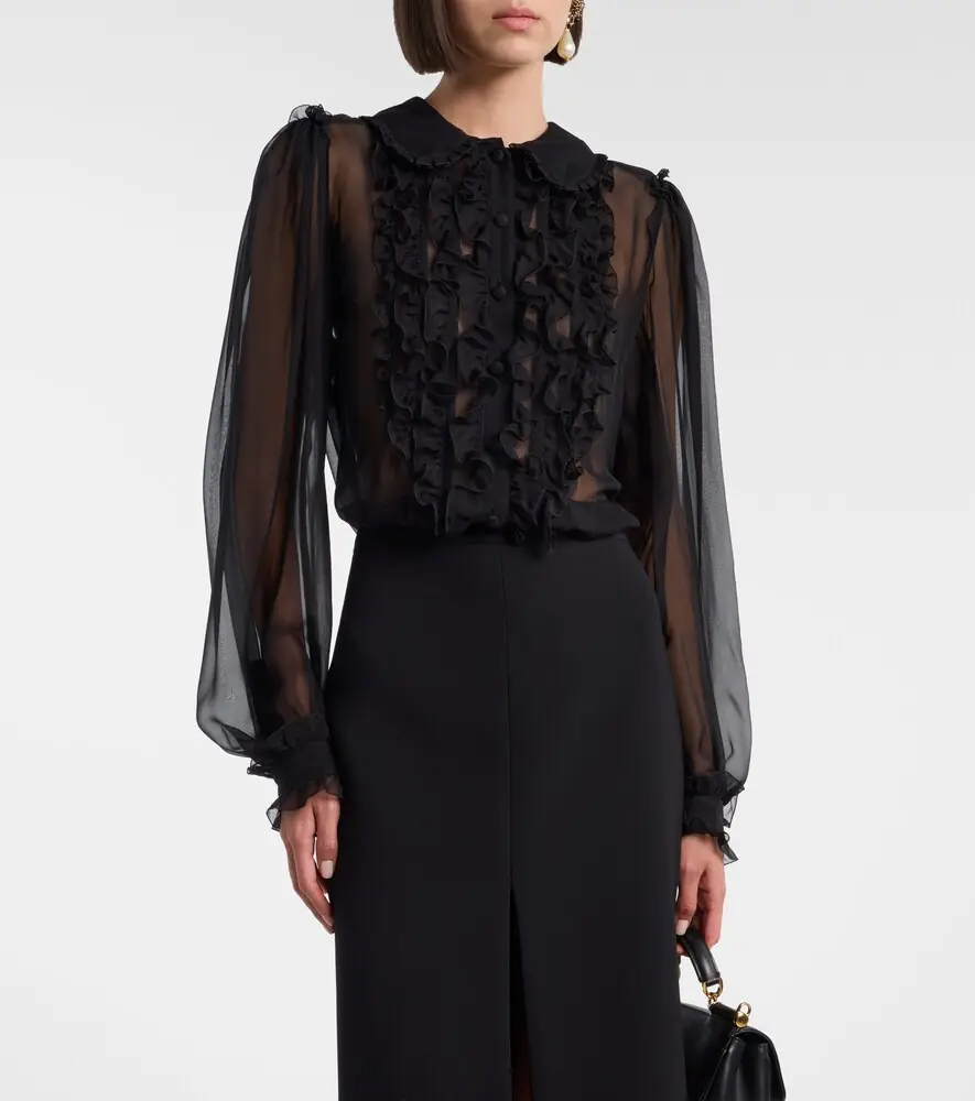 Dolce & Gabbana Ruffled sheer silk blouse | Thumbnail 4 Dolce & Gabbana Ruffled sheer silk blouse | Thumbnail 4