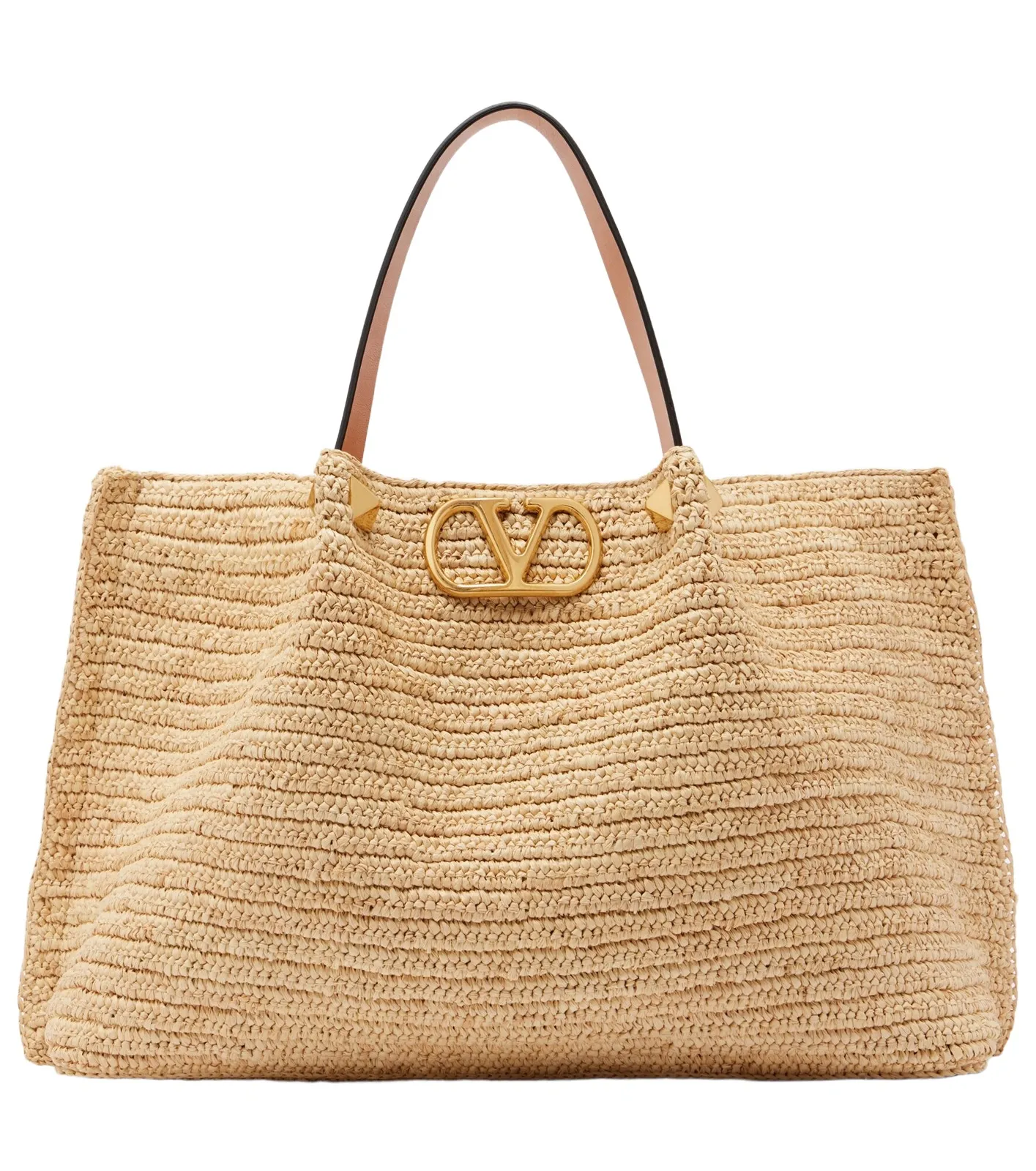 VLogo Medium raffia tote bag VLogo Medium raffia tote bag