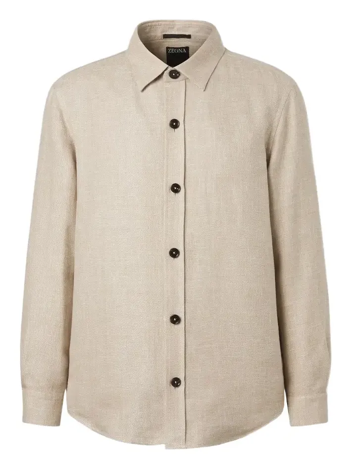 Cashmere, linen, and silk overshirt