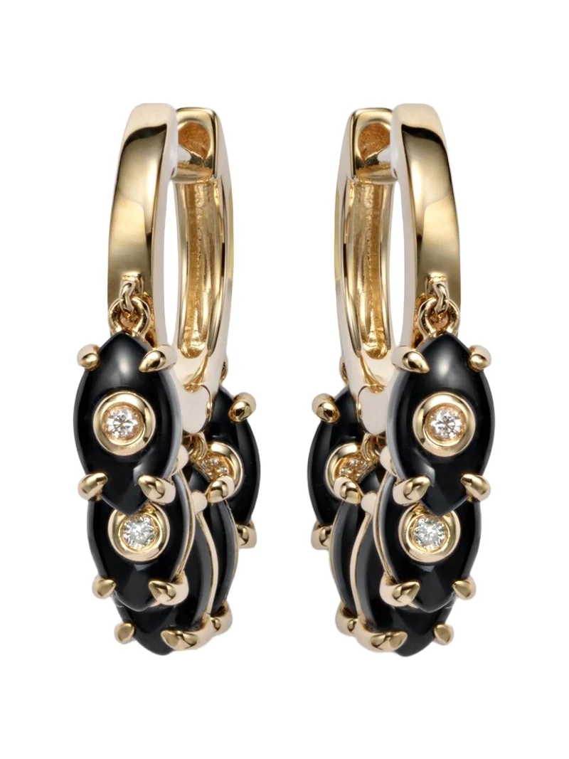 14kt gold hoop earrings with onyx and diamonds 14kt gold hoop earrings with onyx and diamonds