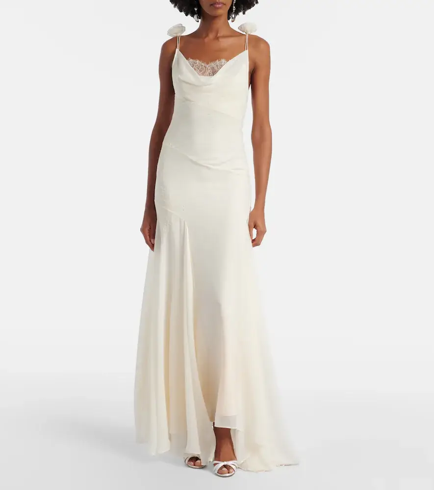 DE LA VALI Bridal Dia silk chiffon gown | Thumbnail 3