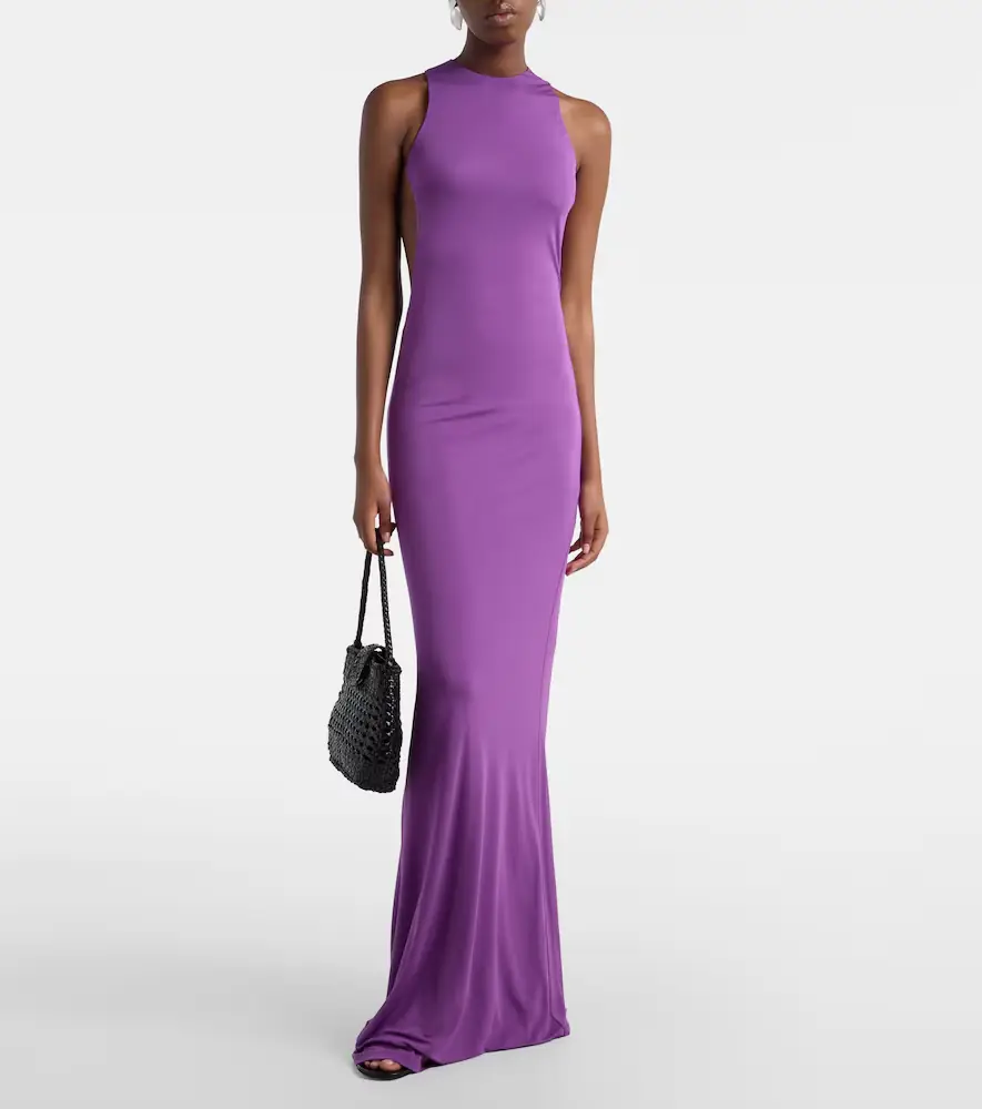 DE LA VALI Maha beaded open-back jersey gown | Thumbnail 3