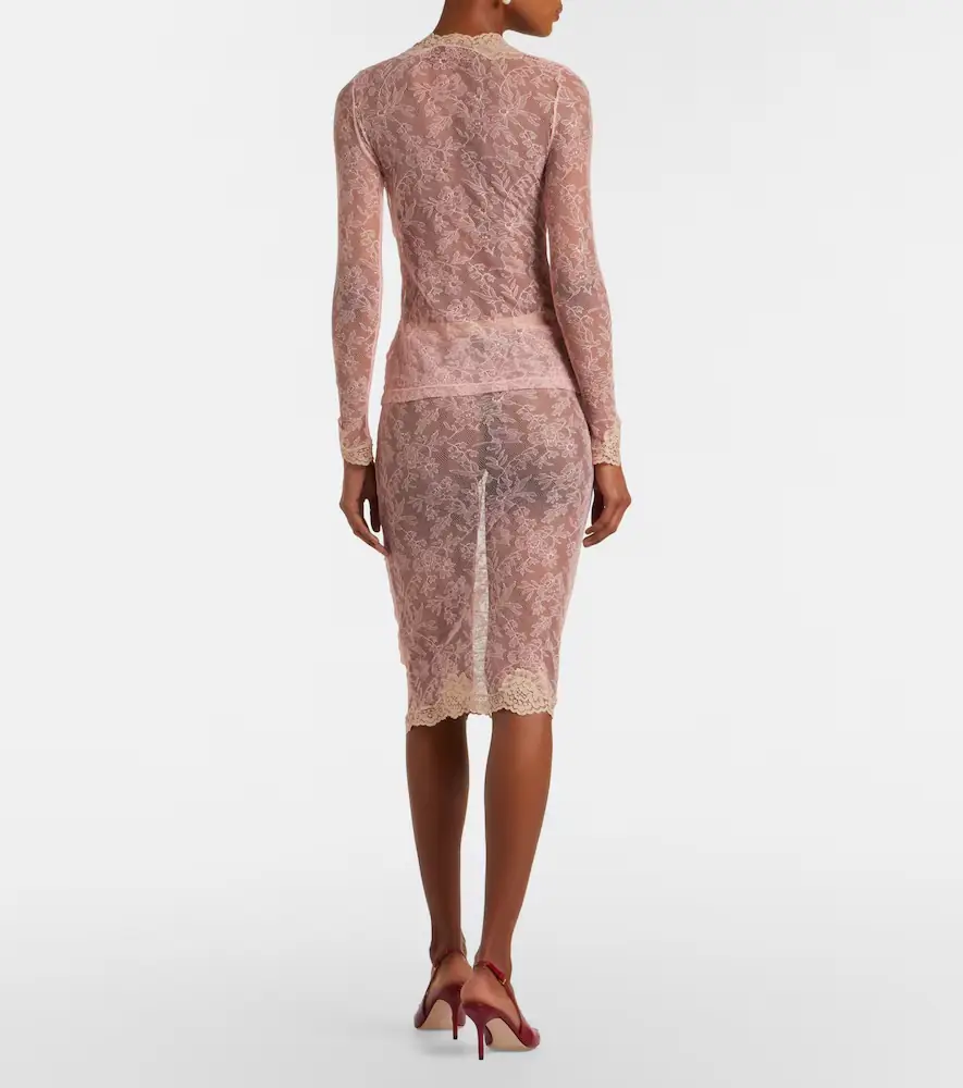 Valentino Floral ruched sheer lace midi skirt | Thumbnail 4 Valentino Floral ruched sheer lace midi skirt | Thumbnail 4