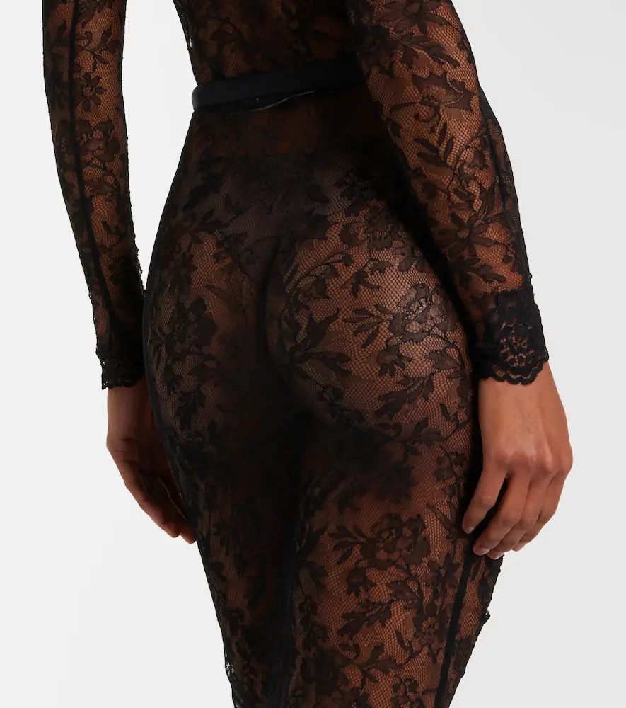 Valentino Floral ruched sheer lace midi skirt | Thumbnail 5 Valentino Floral ruched sheer lace midi skirt | Thumbnail 5
