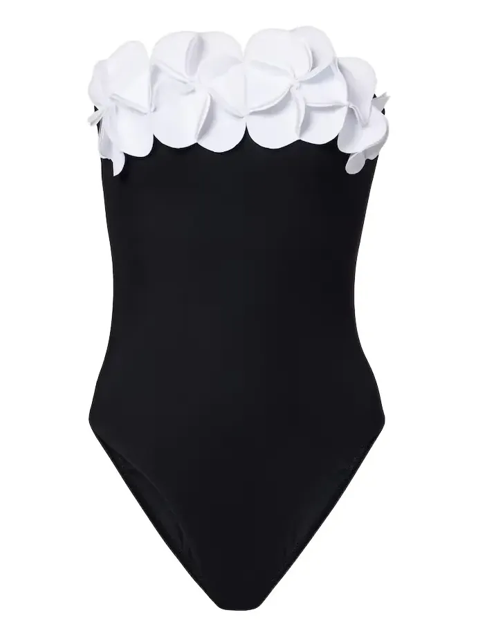 Tess floral-appliqué bandeau swimsuit