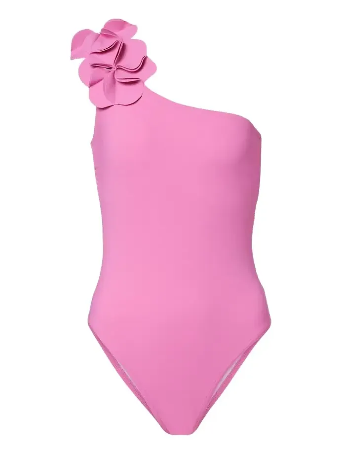 Tess one-shoulder floral-appliqué swimsuit
