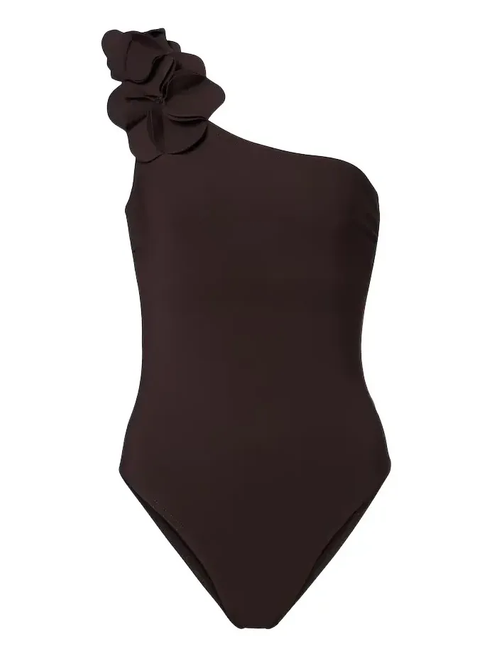 Tess one-shoulder floral-appliqué swimsuit