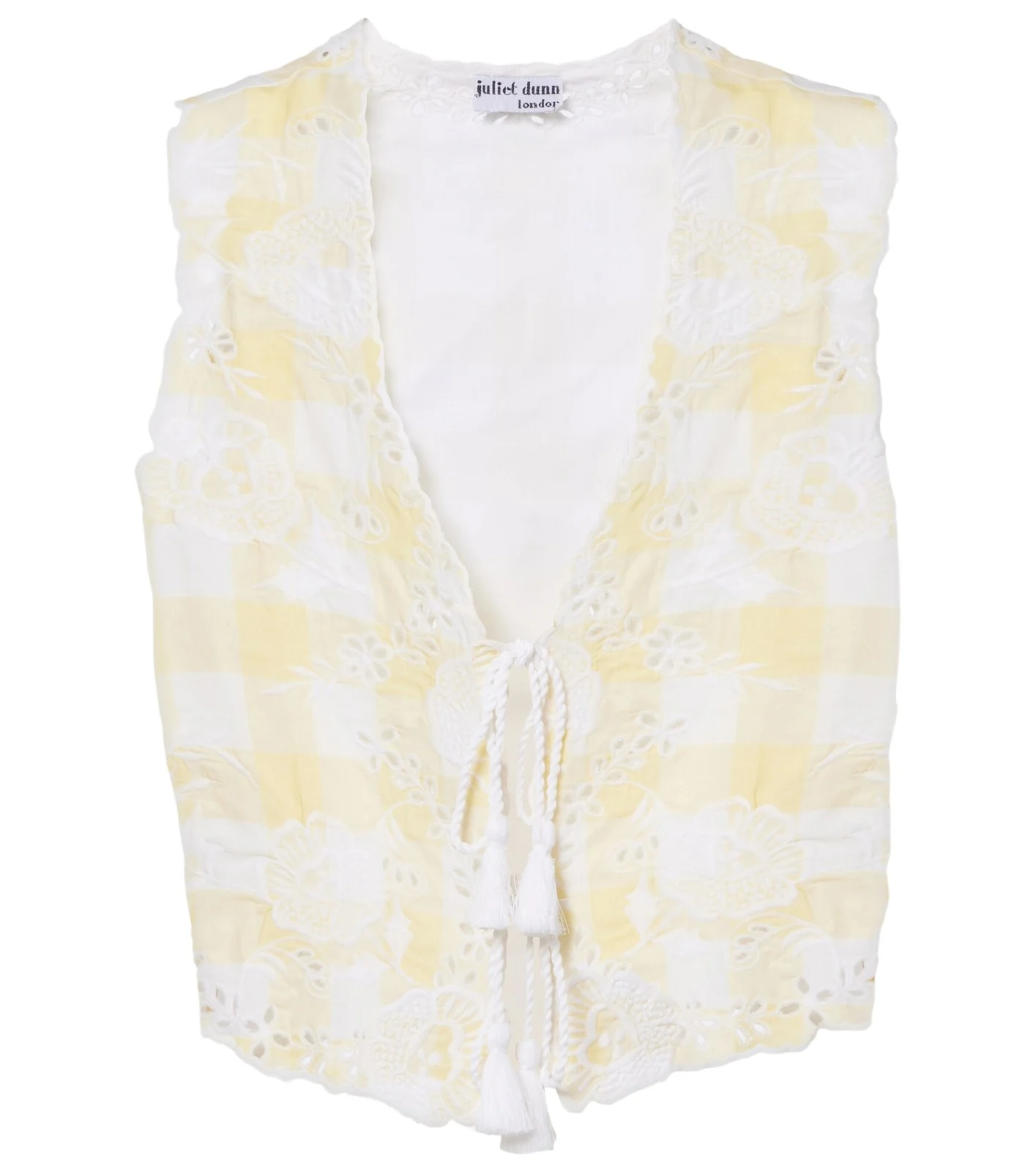 Embroidered checked cotton vest Embroidered checked cotton vest