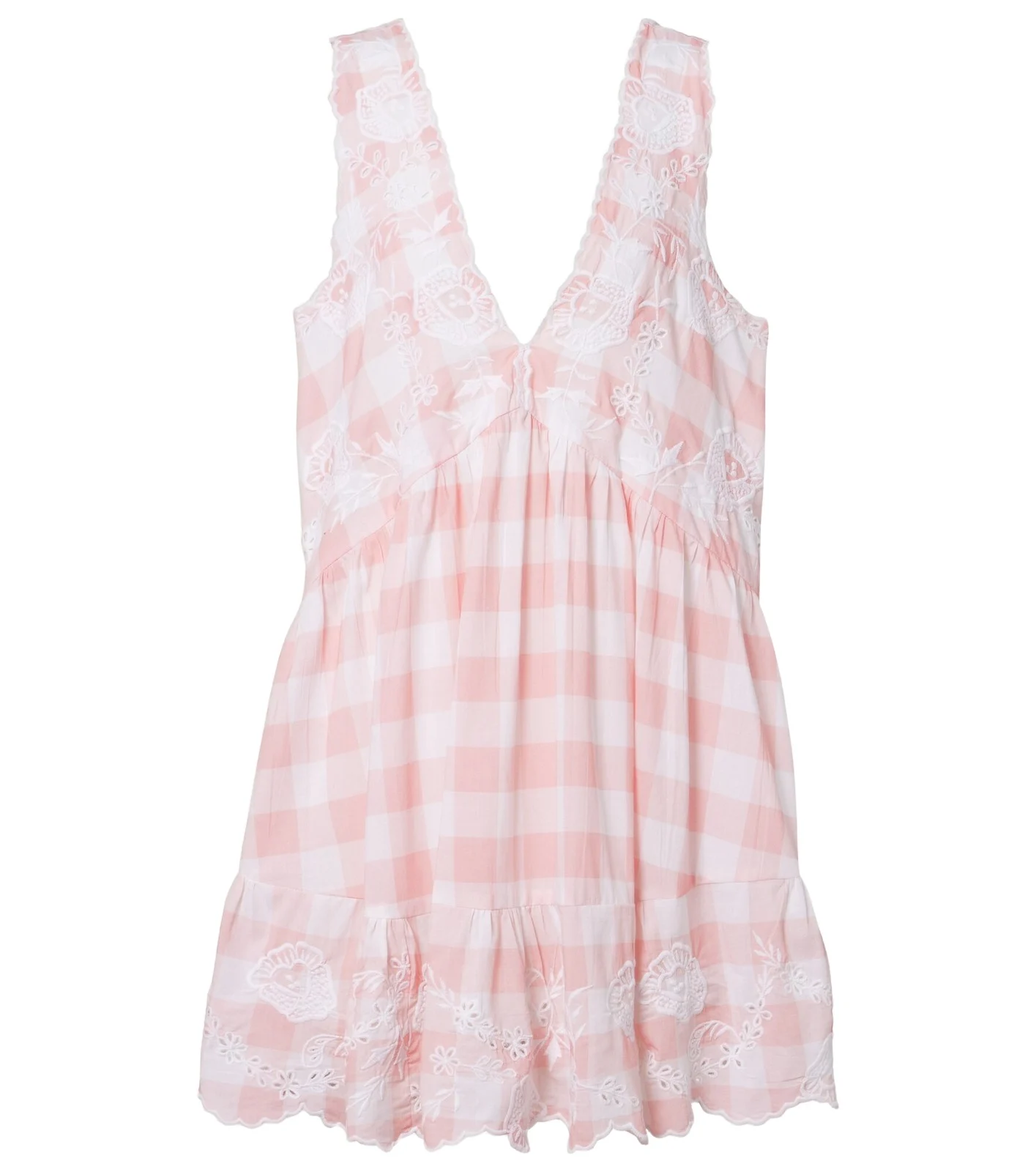 Broderie anglaise checked cotton poplin minidress Broderie anglaise checked cotton poplin minidress