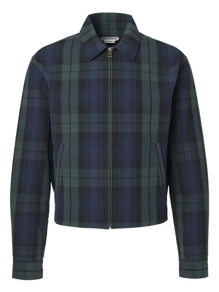 Checked cotton seersucker blouson jacket Checked cotton seersucker blouson jacket