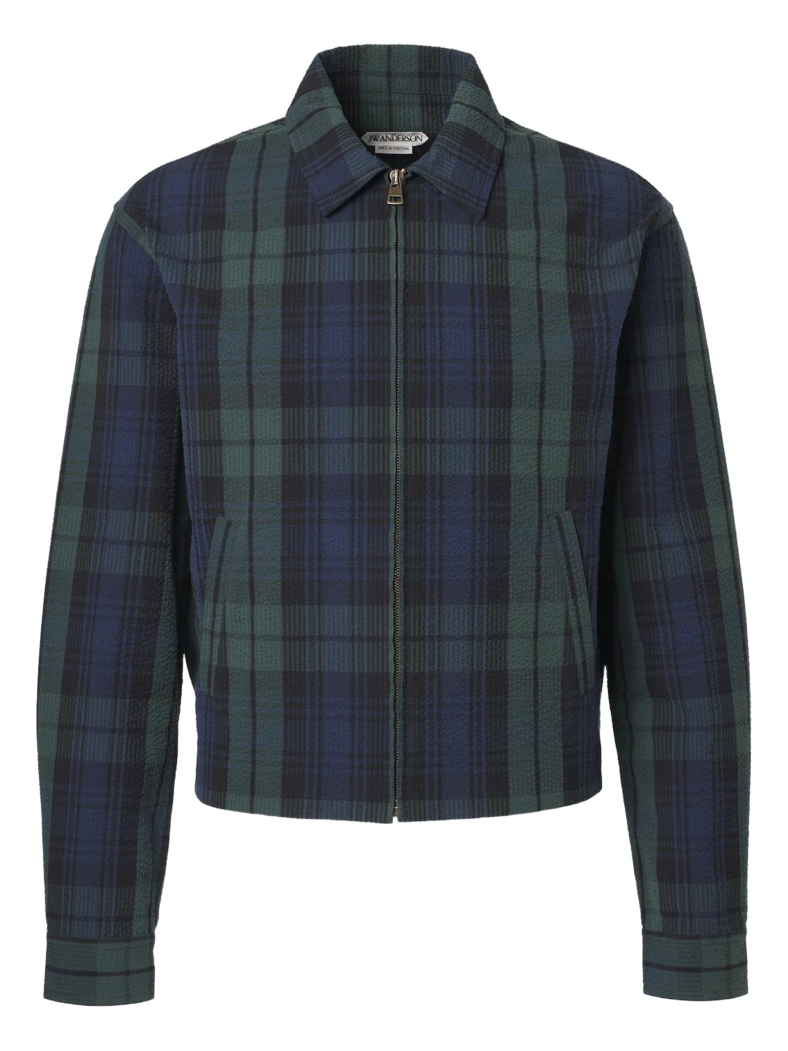 Checked cotton seersucker blouson jacket Checked cotton seersucker blouson jacket