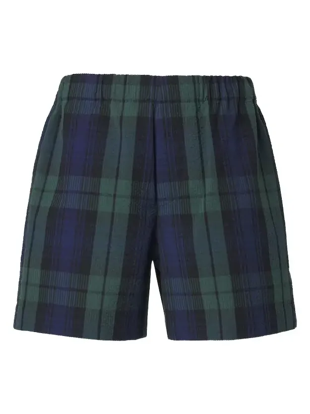 Checked cotton seersucker shorts Checked cotton seersucker shorts