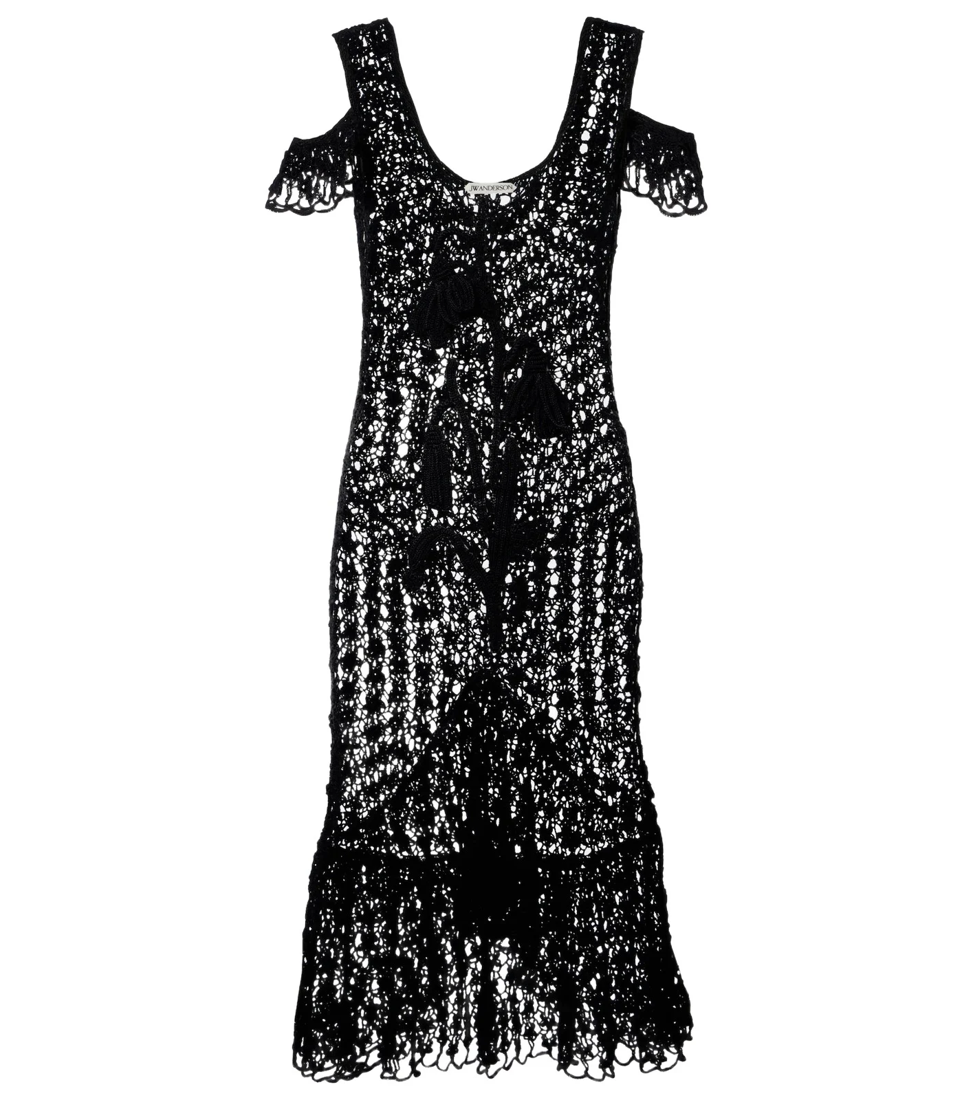 Ruffled crochet cotton midi dress