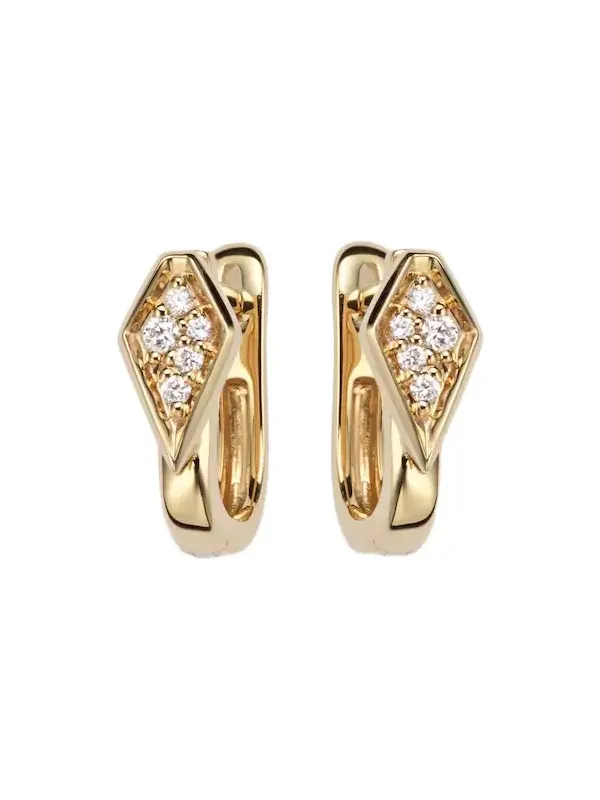 Knife Edge Kite 14kt gold huggie earrings with diamonds Knife Edge Kite 14kt gold huggie earrings with diamonds