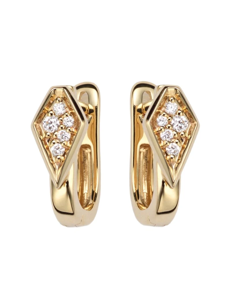 Knife Edge Kite 14kt gold huggie earrings with diamonds
