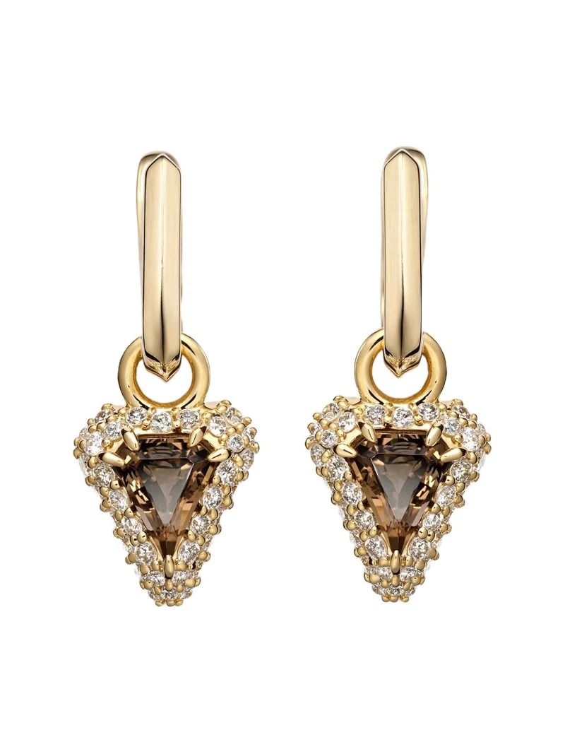 Power 14kt gold huggie earrings with diamonds and garnet