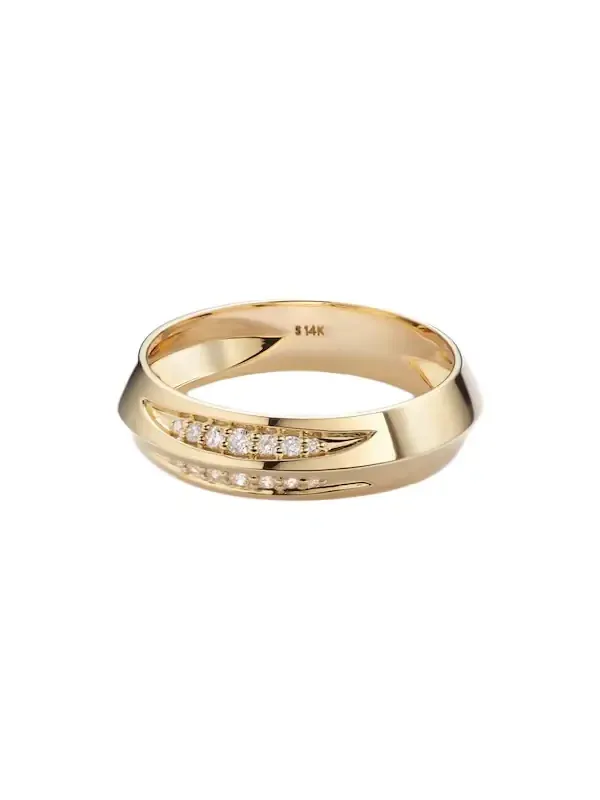 Knife Edge 14kt gold ring with diamonds
