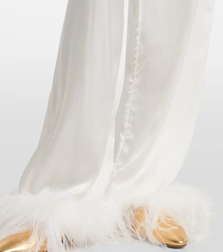 Oséree Bridal feather-trimmed satin wide-leg pants | Thumbnail 5 Oséree Bridal feather-trimmed satin wide-leg pants | Thumbnail 5