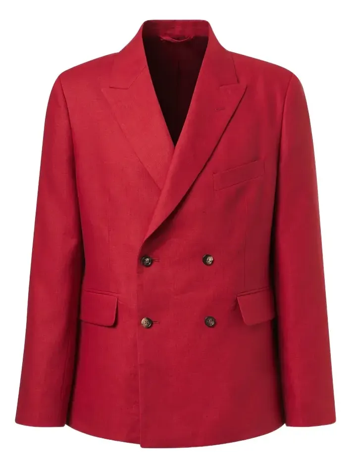 Double-breasted linen blazer