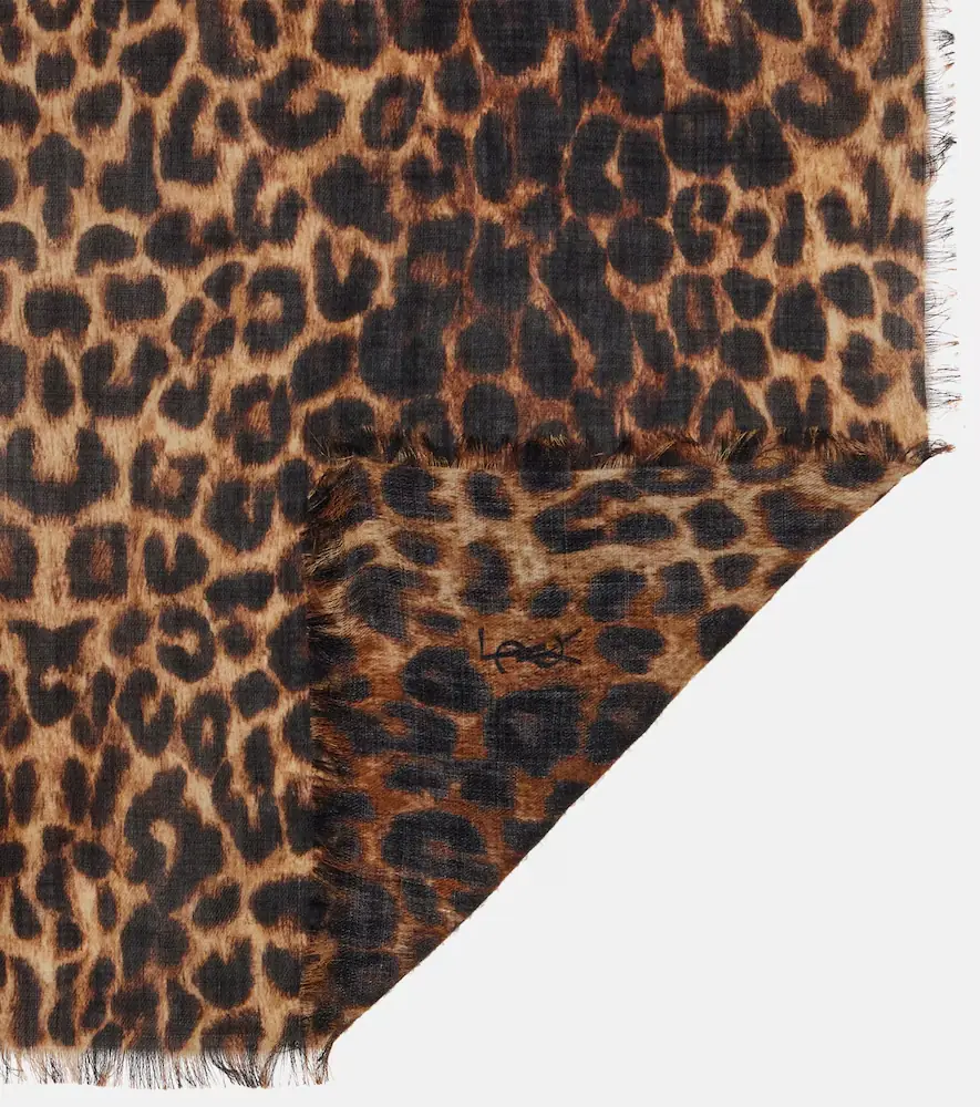 Saint Laurent Leopard-print wool scarf | Thumbnail 2