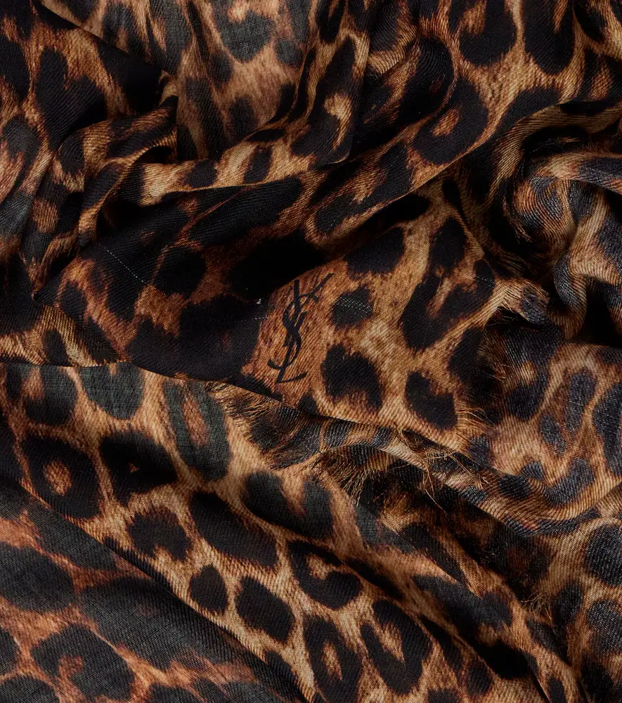 Saint Laurent Leopard-print wool scarf | Thumbnail 3